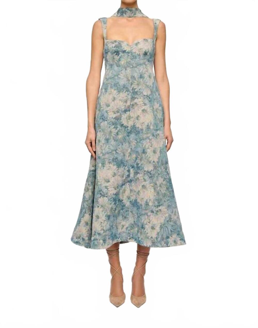 NEW CLEA zinnia midi dress in aquarelle/jacquard
